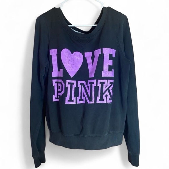 Pink Victoria's Secret Black and Purple Sweater Womens Large Long Sleeve - Picture 1 of 6